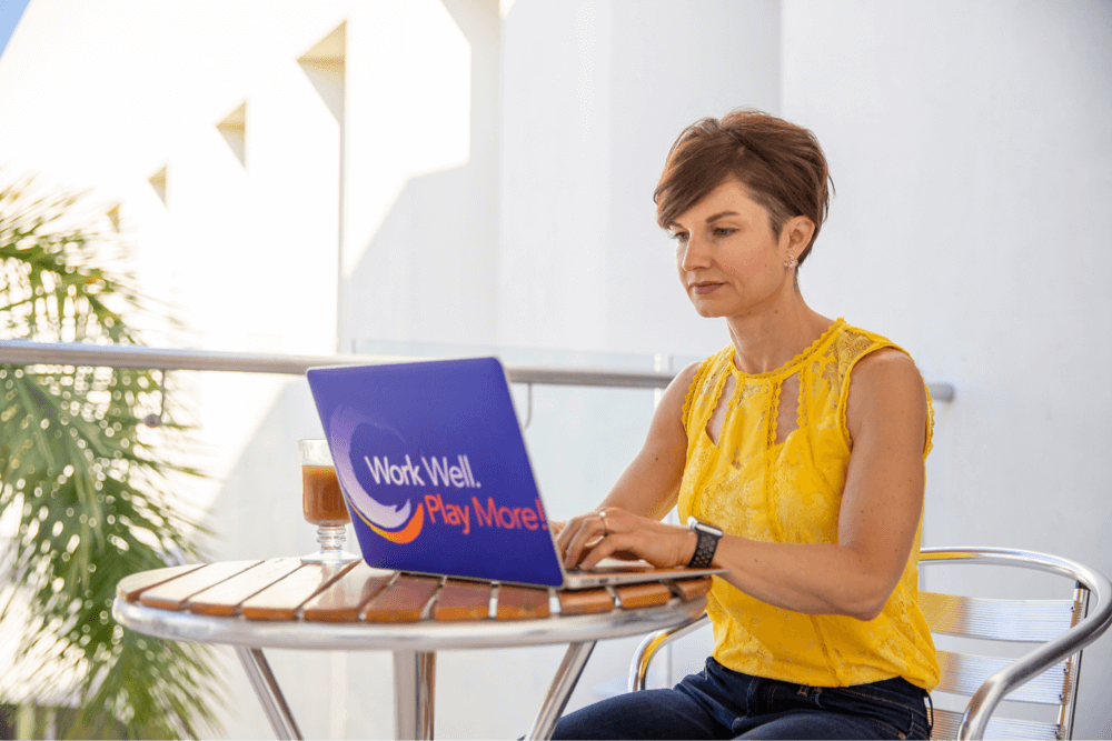 Marcey Working on laptop